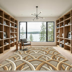 Elegant Arching Gold Geometric Deco Rug
