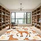 Whimsical Orange Giraffe Alphabet Chase Rug