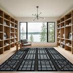 Modern Dark Gray Geometric Lattice Rug
