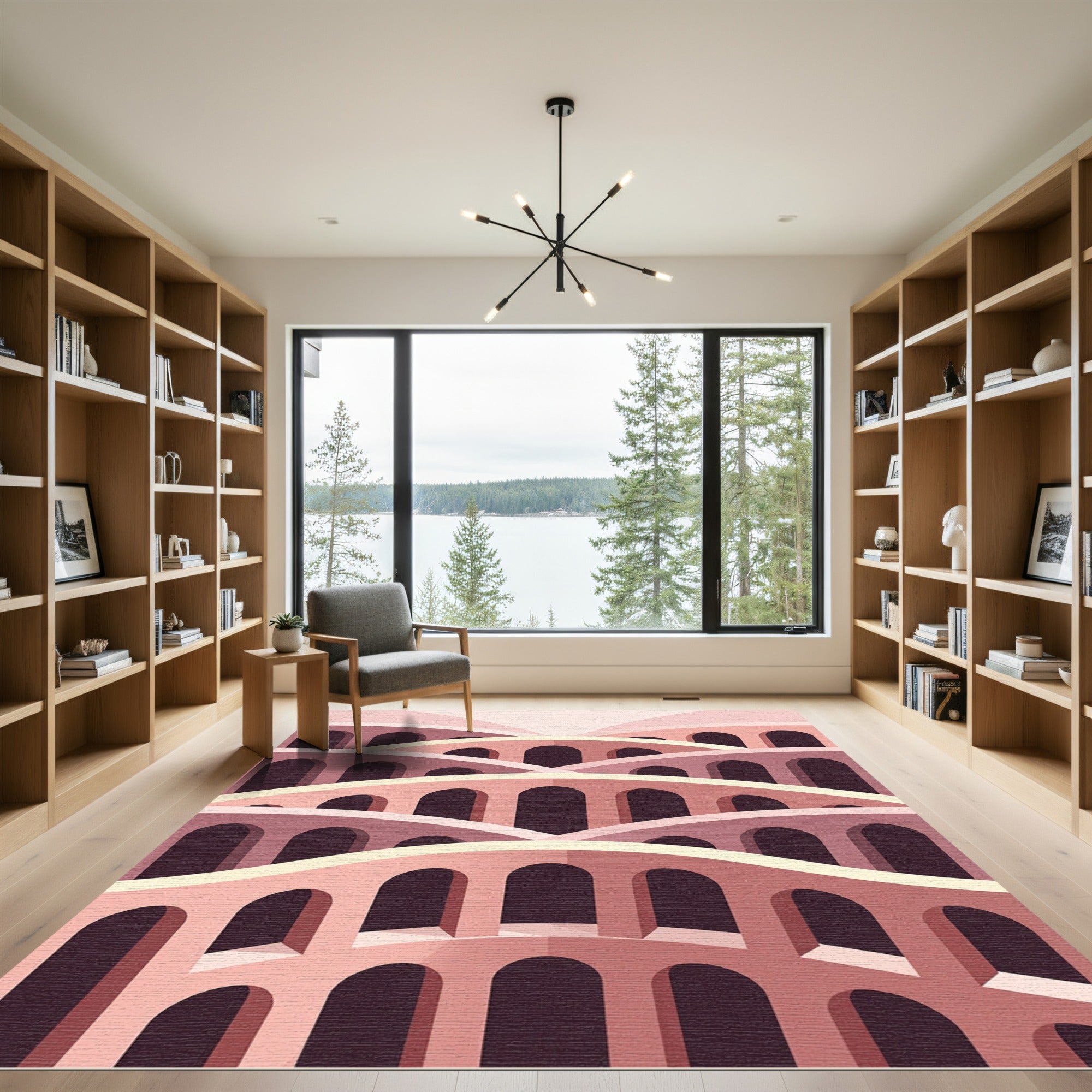 Pink Arches Layered Architectural Landscape Rug