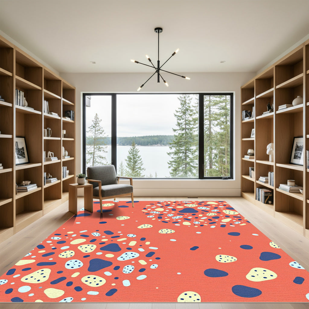 Terracotta Abstract Speckled Pebble Art Rug