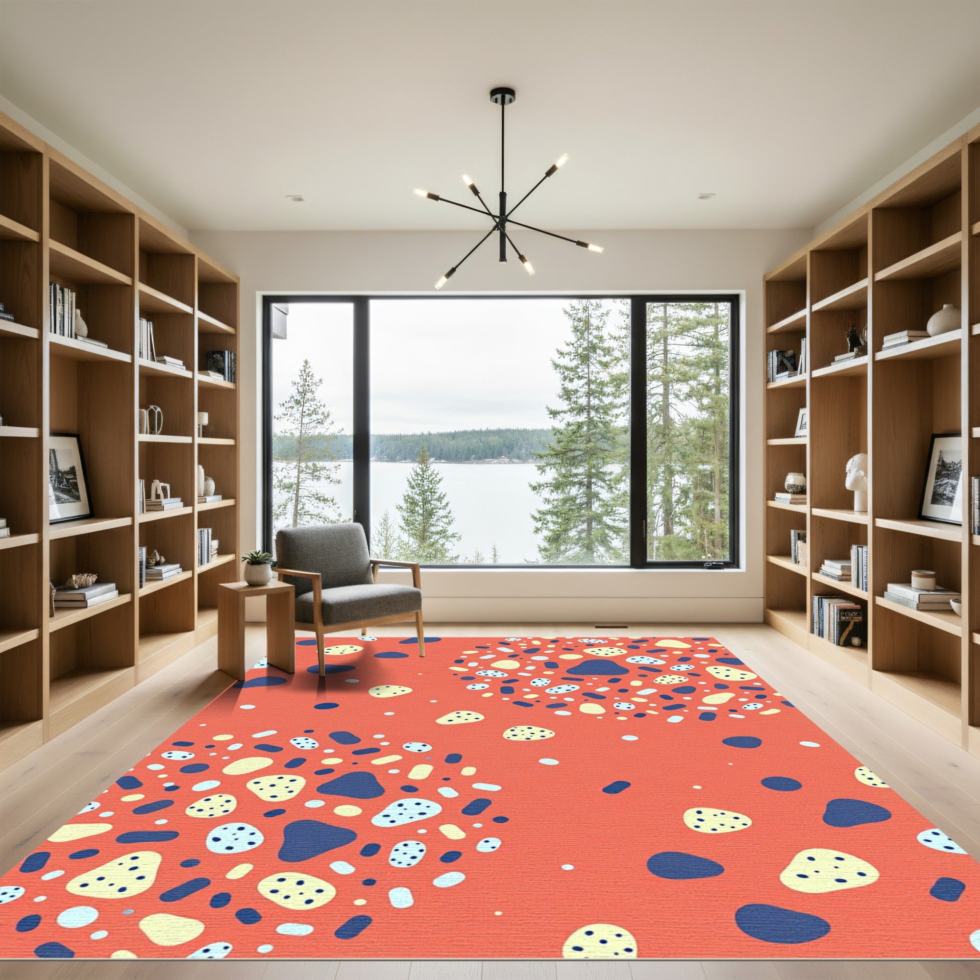 Terracotta Abstract Speckled Pebble Art Rug