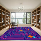 Cosmic Maze Playful Circuit Stars Rug