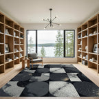 Modern Abstract Monochrome Celestial Geometric Rug