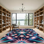 Cosmic Neon Starburst Geometric Galaxy Rug