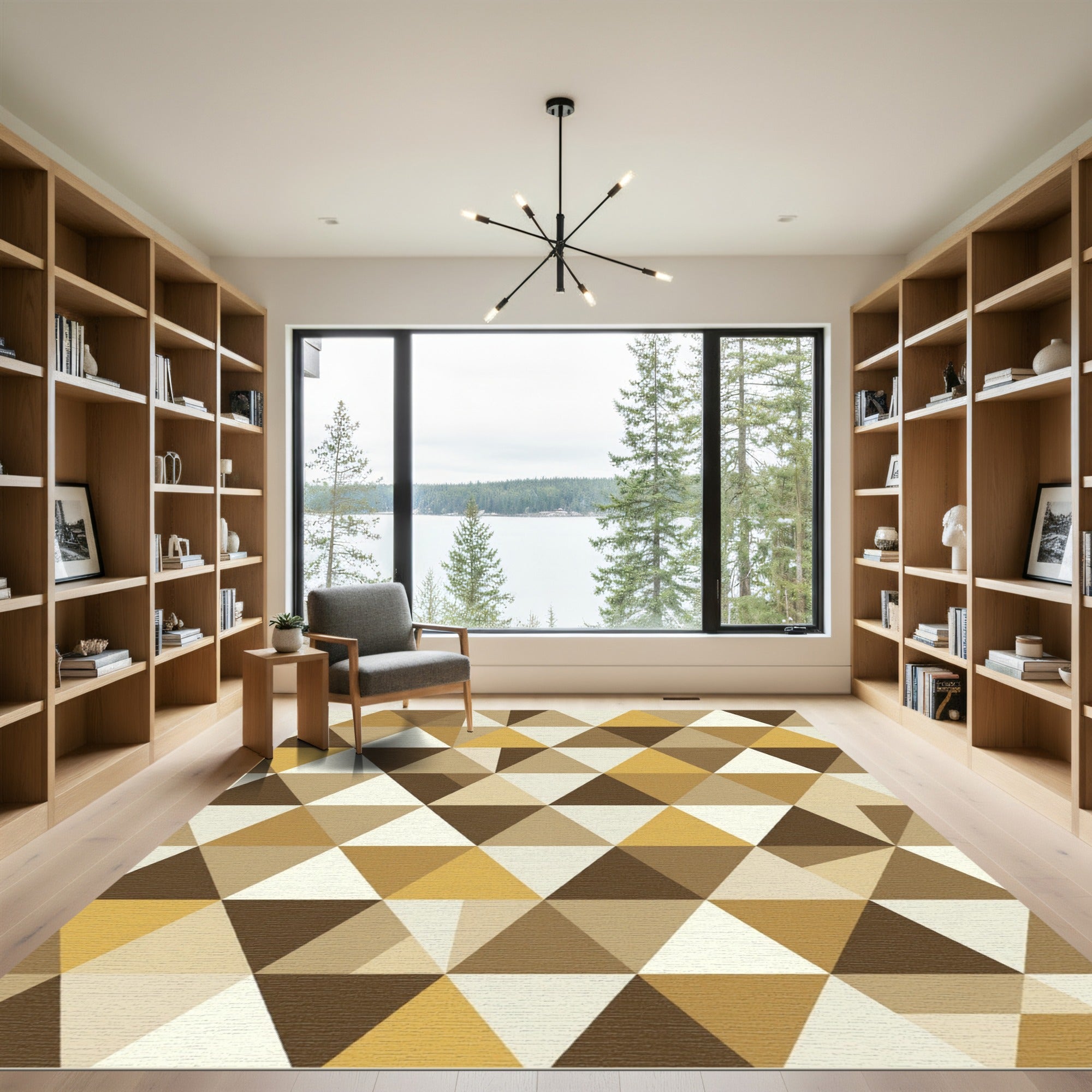 Earthy Geometric Triangles Arrangement Rug