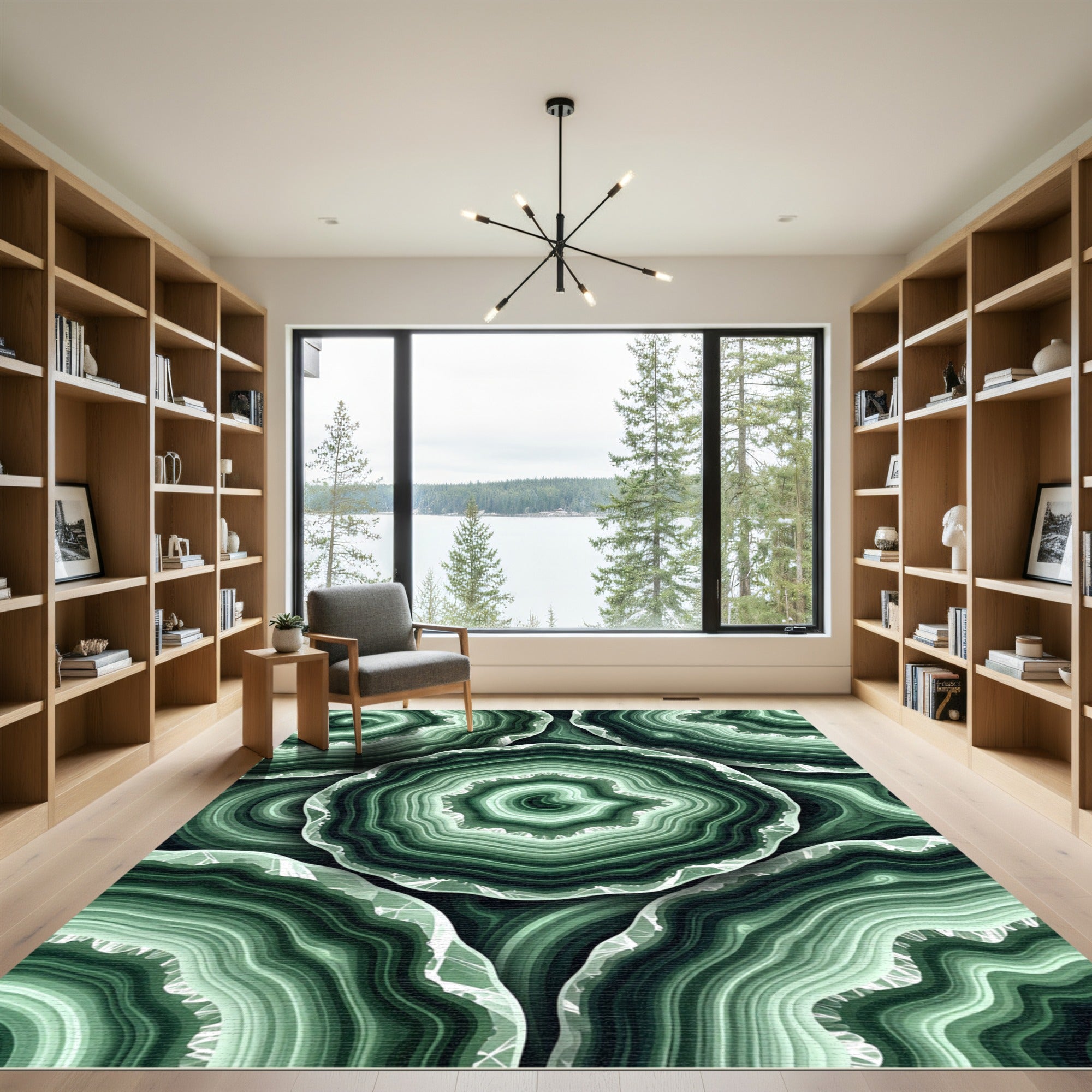 Green Banded Agate Slices Rug