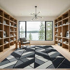 Abstract Gray Diamond Interlocking Shapes Rug