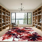 Dramatic Crimson Floral Watercolor Composition Rug