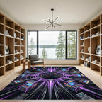 Neon Arcade Portal Cyberpunk Art Rug