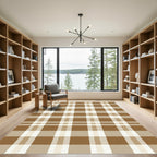 Earthy Tan and Brown Plaid Check Rug