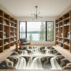Cascading Neutral Cascade Cliff Waterfall Art Rug