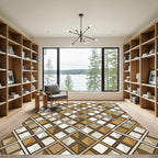 Geometric Earth Tone Faceted Diamond Rug
