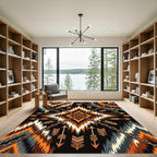 Earthy Geometric Aztec Chain Accent Rug