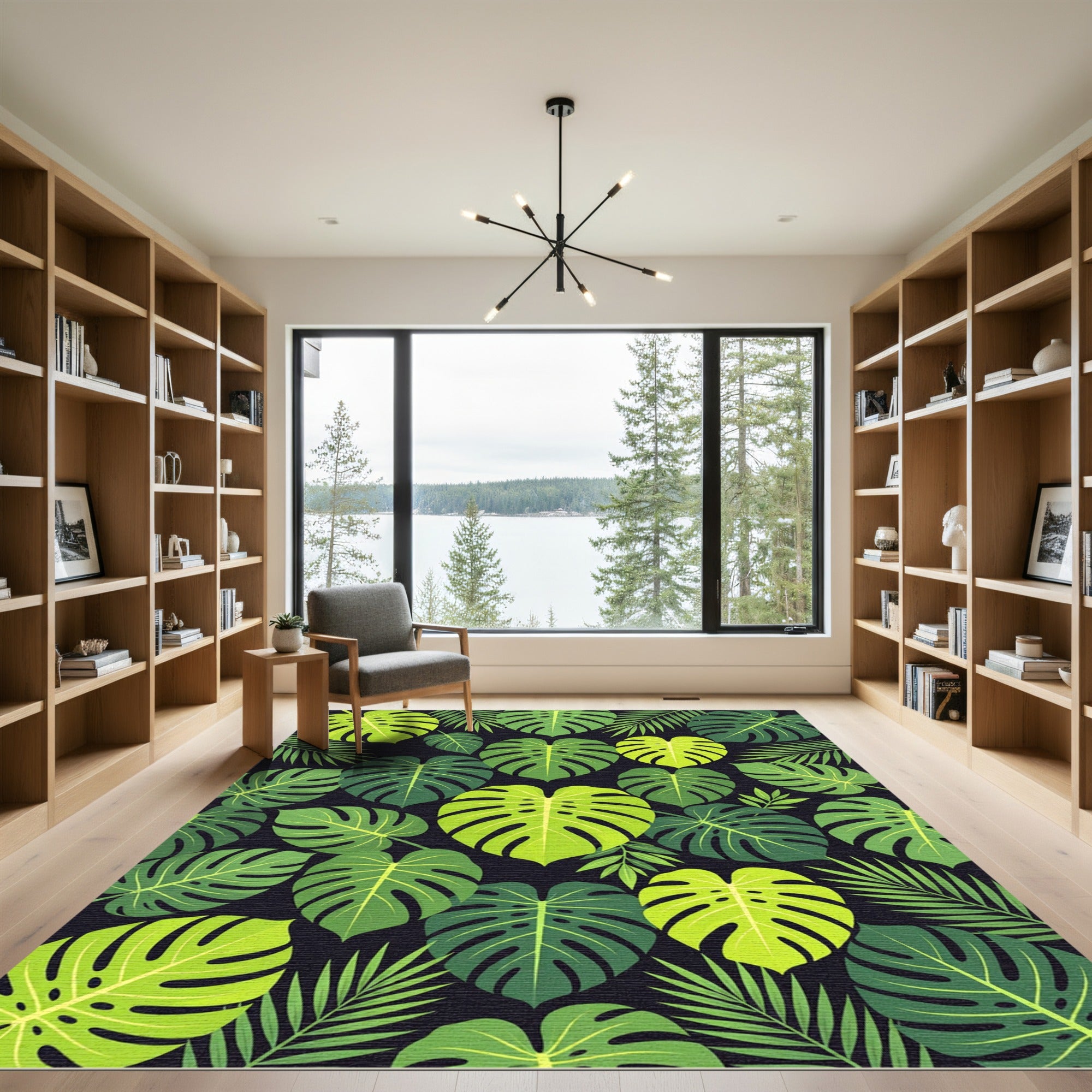 Tropical Monstera Foliage Green Rug