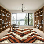 Modern Earth Toned Abstract Chevron Rug