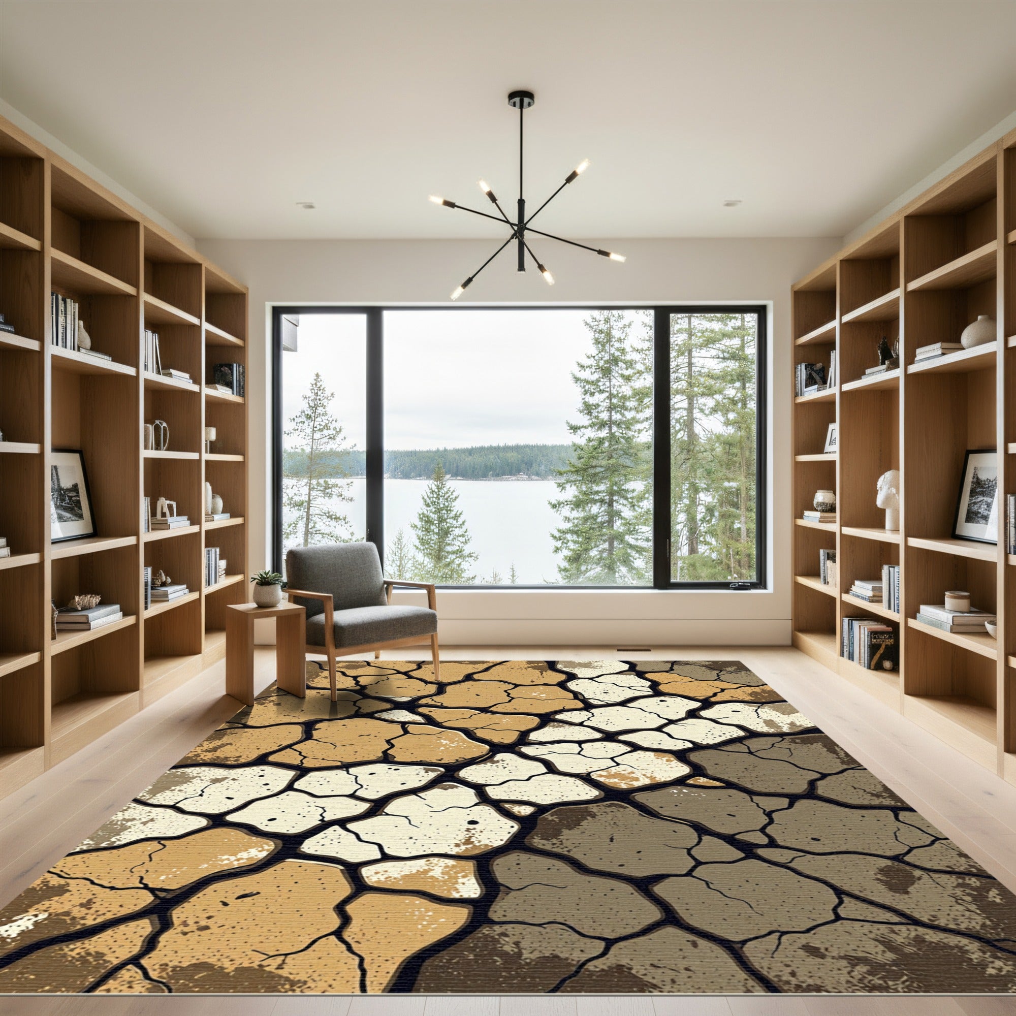Earthy Cracked Earth Mosaic Rug