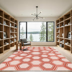 Terracotta Geometric Hexagon Abstract Art Rug