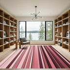 Modern Blush Pink Vertical Stripe Rug