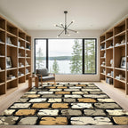 Rustic Earthy Tone Weathered Brick Slab Rug