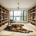 Vintage Brown Hound Portrait Illustration Rug
