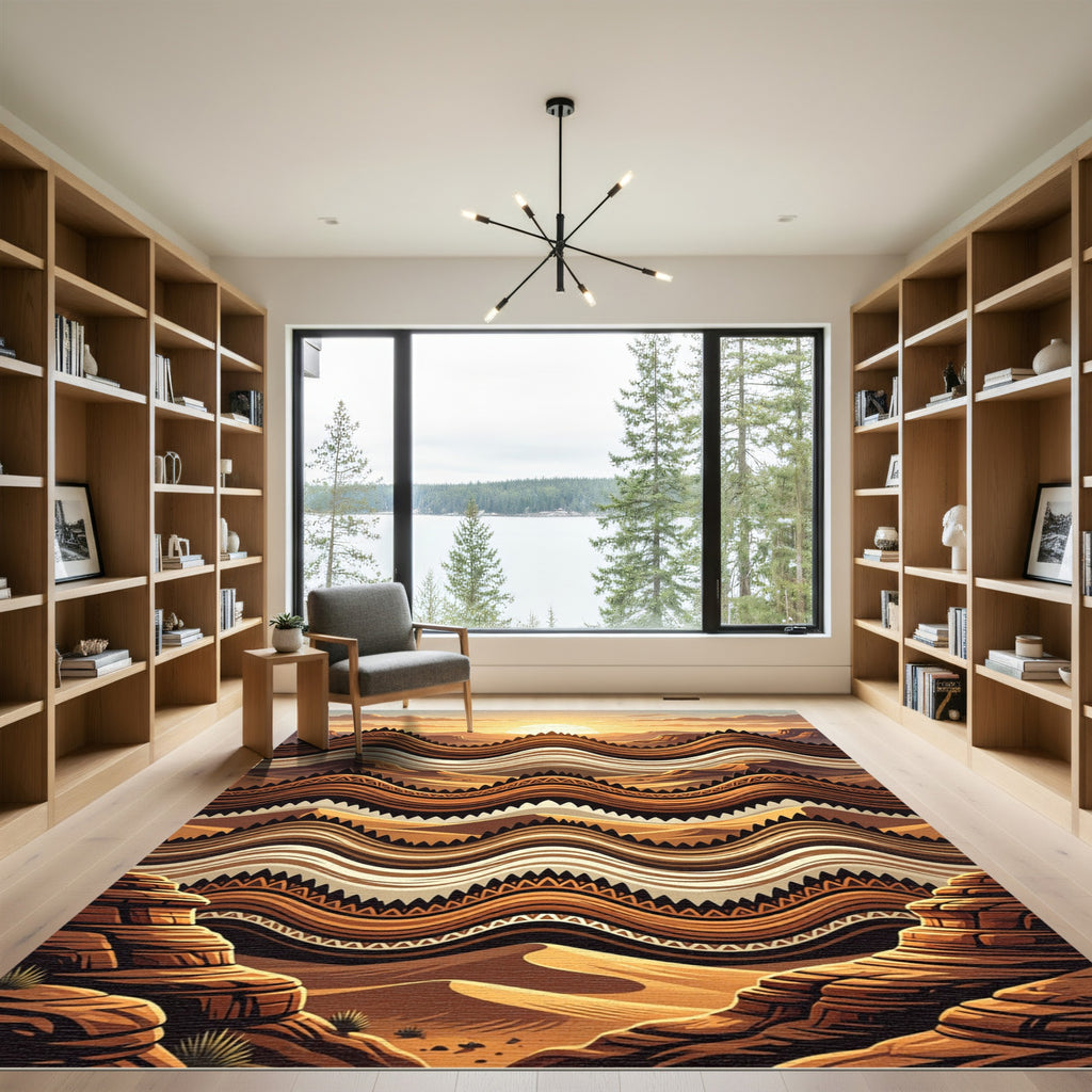 Wavy Desert Landscape Sunset Rug