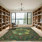 Emerald Sage Ornate Vintage Floral Medallion Rug