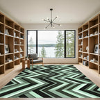 Mint Geometric Chevron Stripes Rug