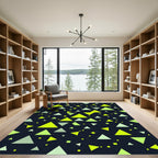 Neon Lime Green Geometric Triangle Art Rug