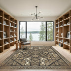 Neutral Geometric Mandala Medallion Rug