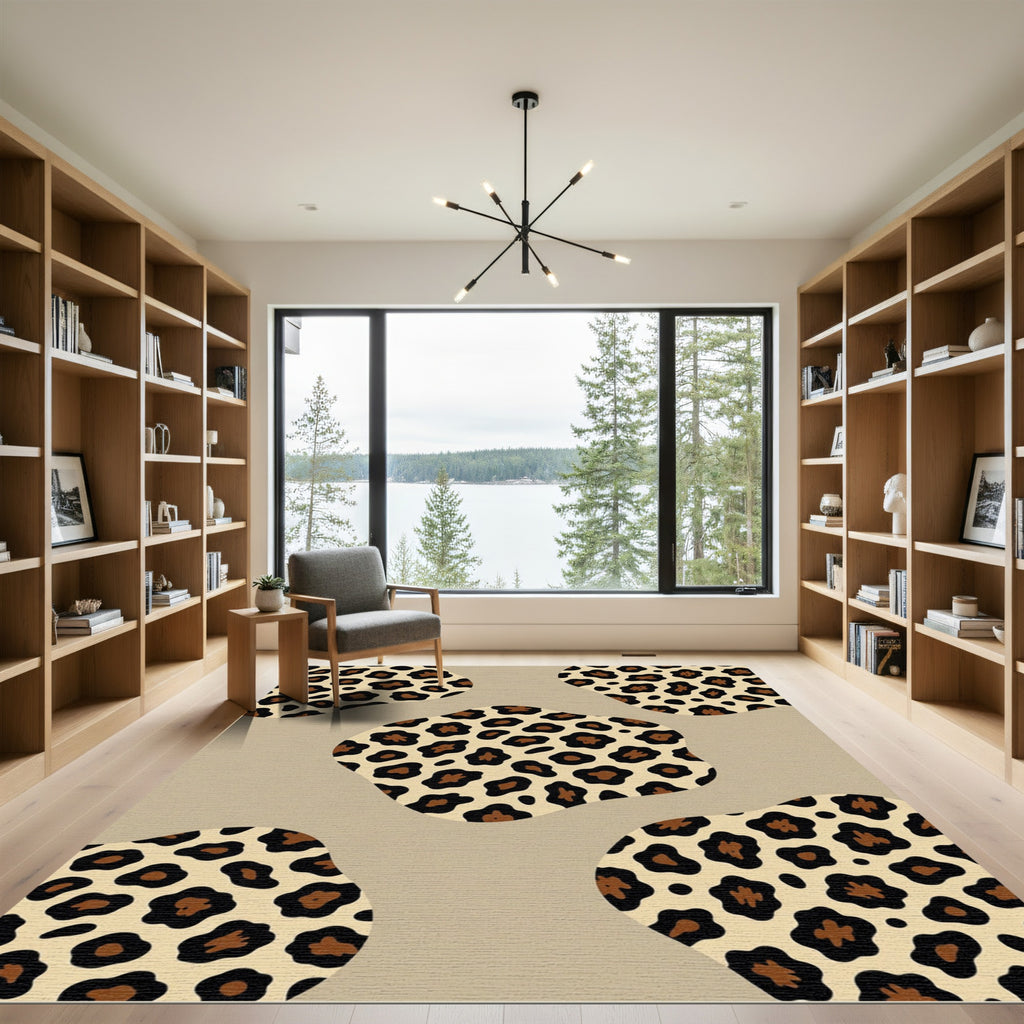 Tawny Brown Leopard Spots Collage Rug