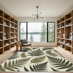 Forest Green Fern Leaf Art Rug