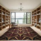 Art Deco Gold and Burgundy Fan Rug