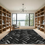 Modern Charcoal Geometric Chevron Rug