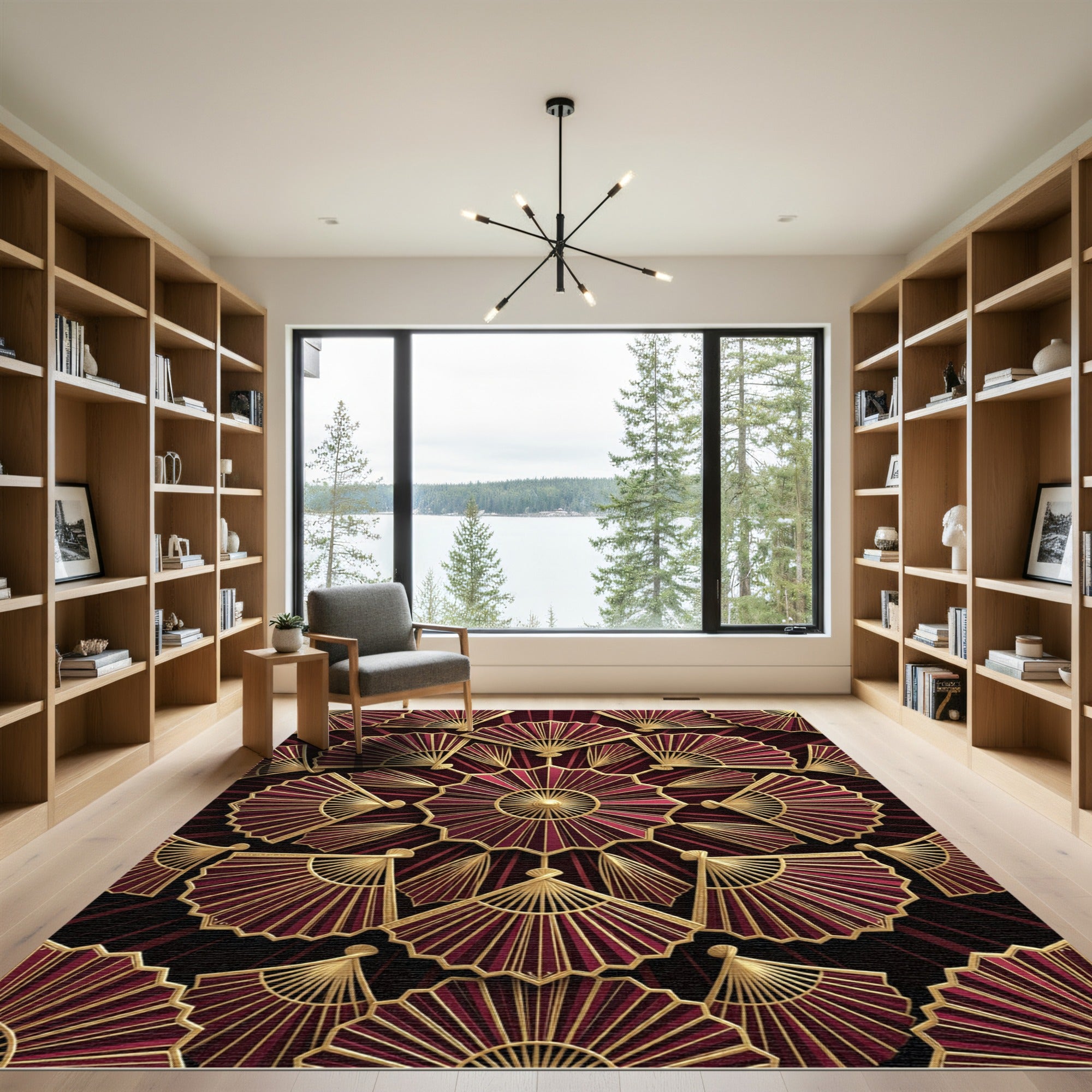 Art Deco Fan Geometric Medallion Rug