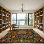 Ornate Golden Sun Floral Medallion Rug