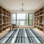 Minimalist Monochrome Vertical Linear Stripe Rug