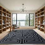 Silver Abstract Maze Geometric Rug