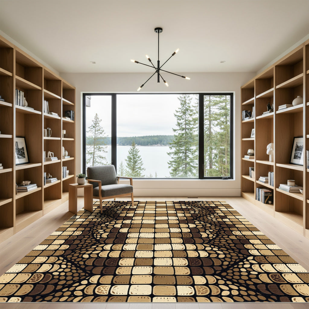 Tan Reptile Scale Geometric Texture Rug