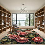 Coral Peach Rose Garden Arrangement Rug
