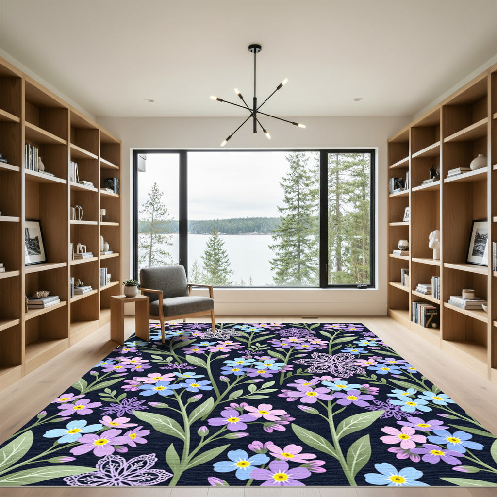 Pastel Forget Me Not Garden Bloom Rug