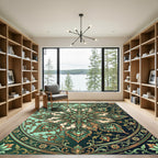 Emerald Teal Floral Medallion Rug