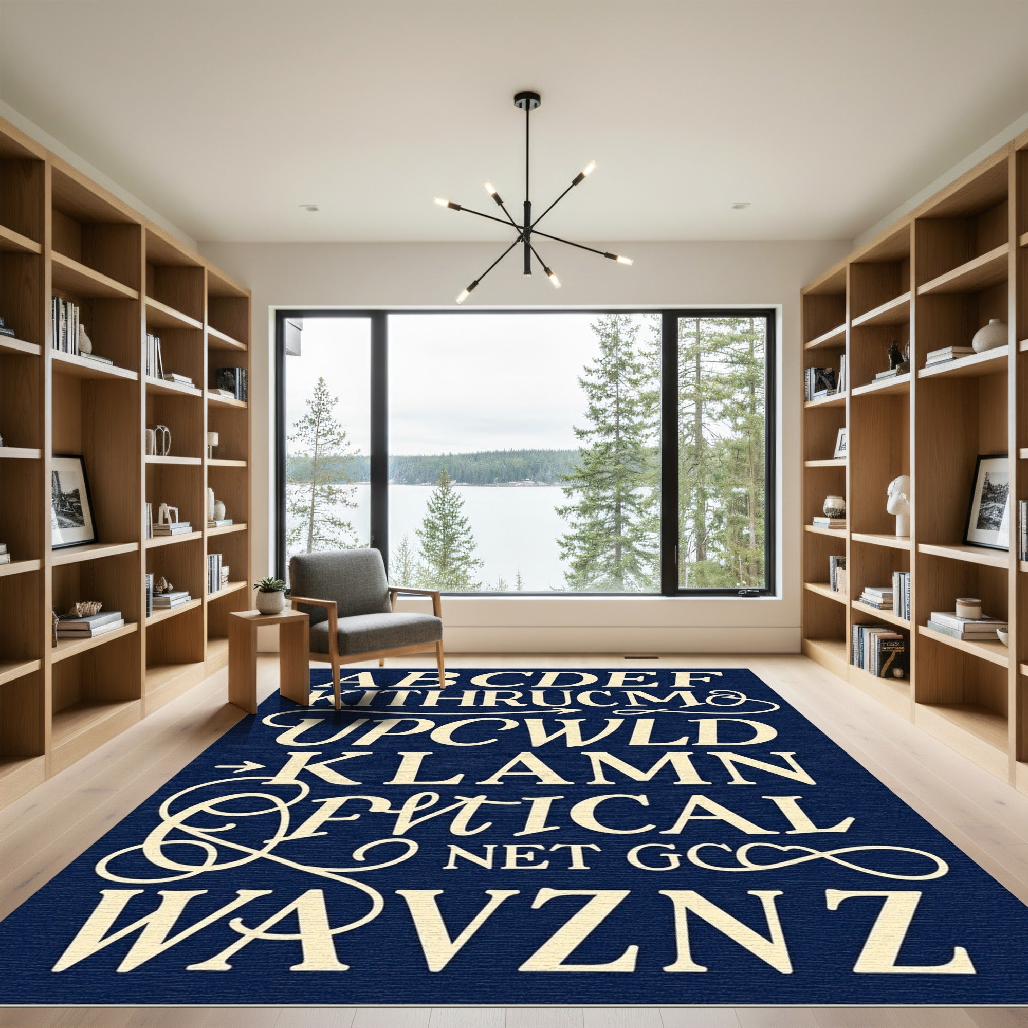 Vintage Cream Serif Typography Rug