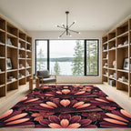 Deep Red Fan Blossom Garden Rug