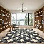 Dark Gray Woven Lattice Diamond Rug