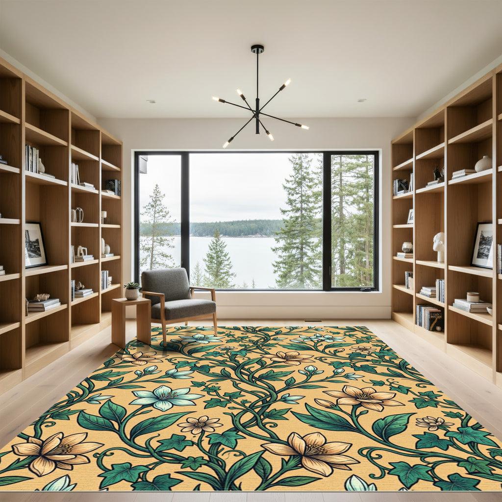 Art Nouveau Pastel Floral Vine Rug