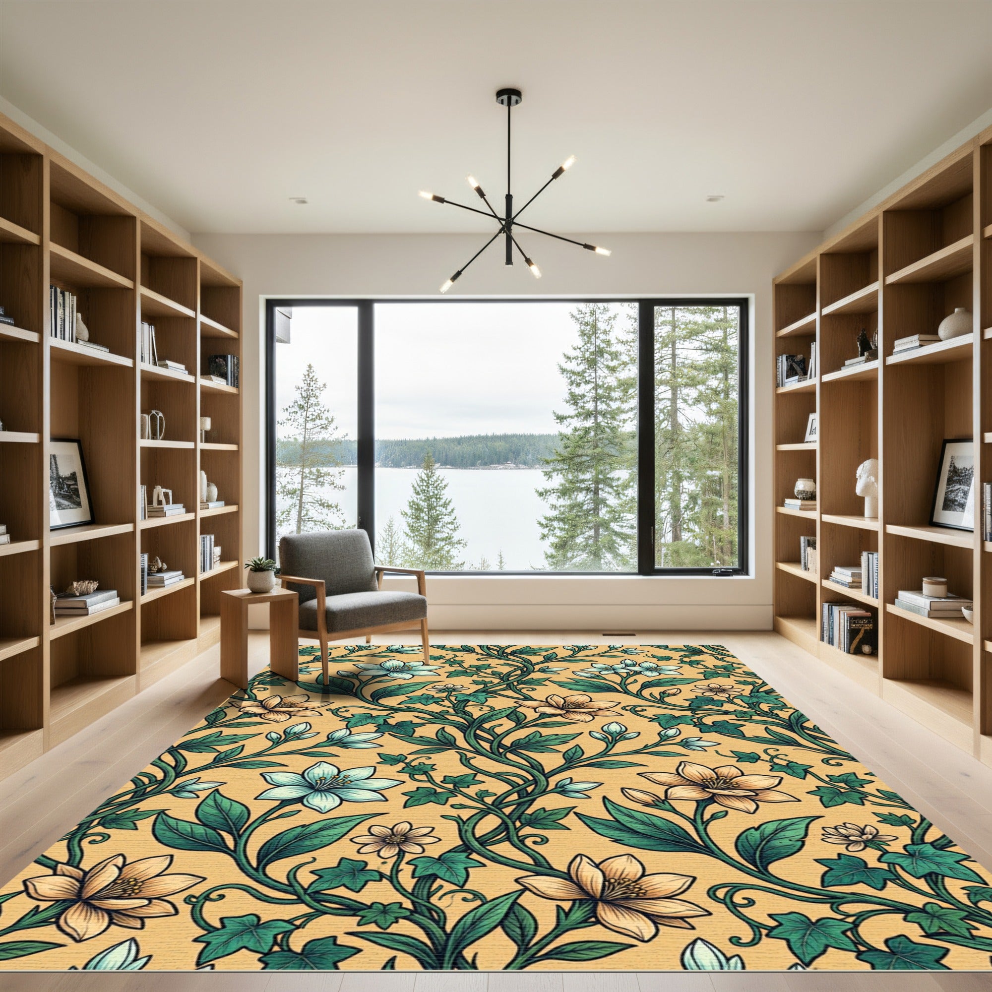 Art Nouveau Pastel Floral Vine Rug