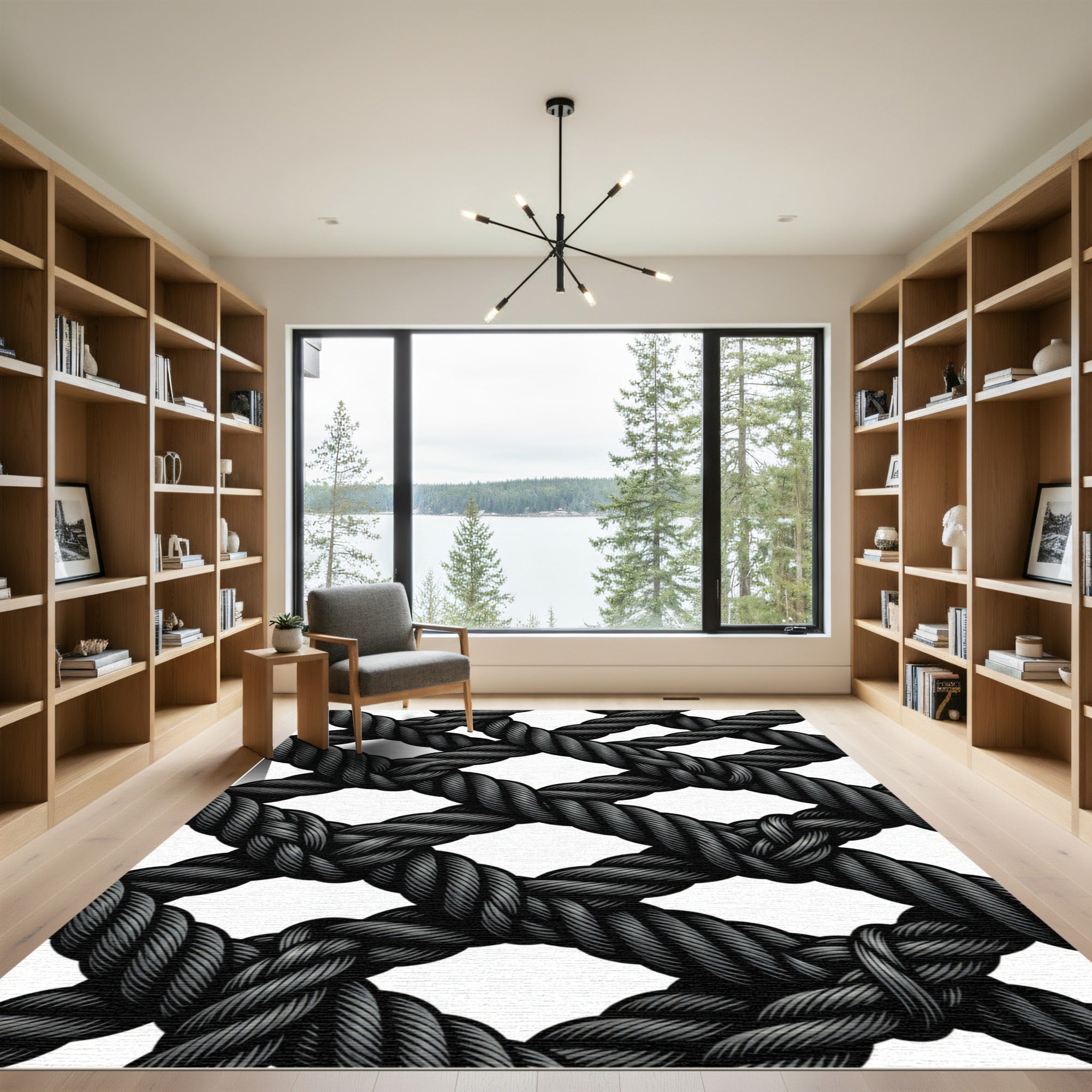 Charcoal Braided Diamond Net Rug