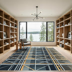 Industrial Grid Yellow Steel Structure Rug