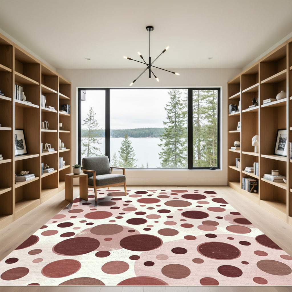 Crimson And Rose Dot Composition Rug